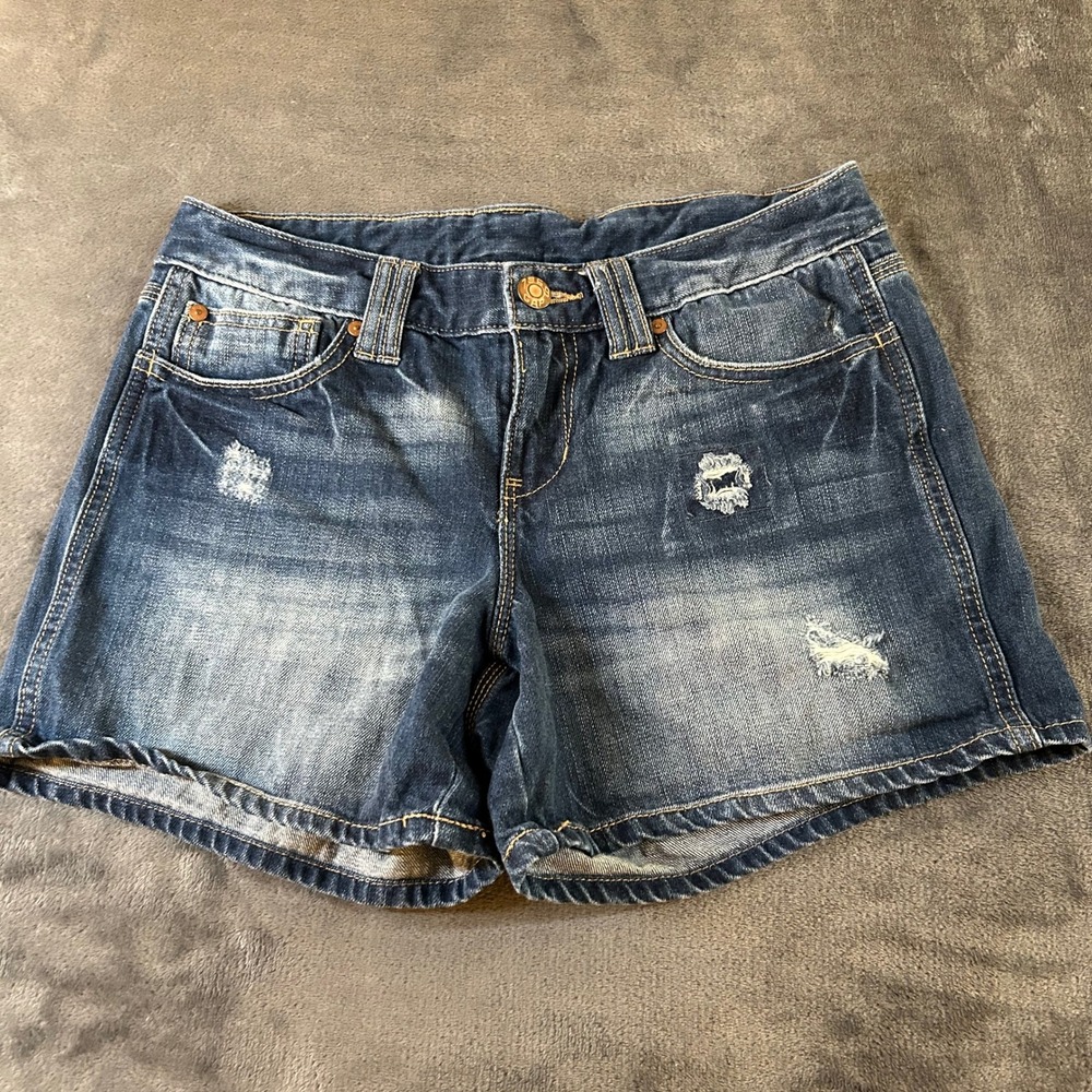 Gap Distressed Denim Shorts Casual Summer Dark Wash Jean Blue Womens 6 30x4.5"